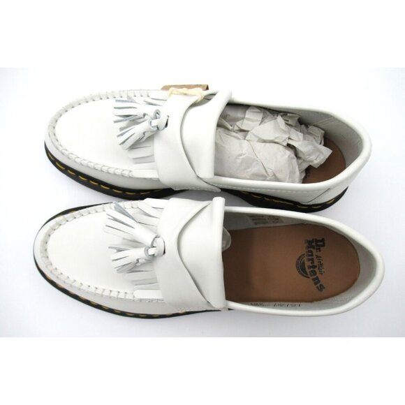 Dr. Martens ADRIAN White Smooth Leather Tassels Loafers SlipOn Size US 9 NEW Air - Picture 5 of 8